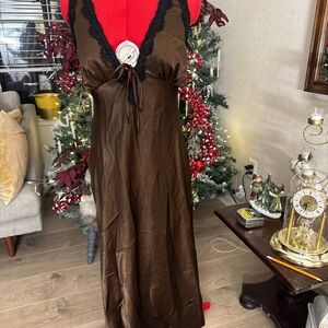 Wild Fable Brown Dress with Black Lace Trim